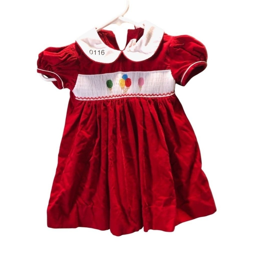 Vintage House‎ of Hatten Red Corduroy Baby Holiday Dress 18-24M